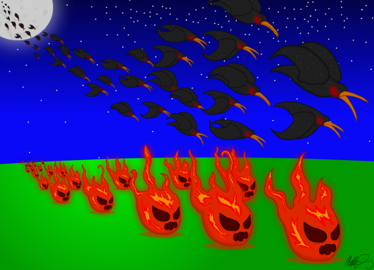 Fire Sprites and Birds